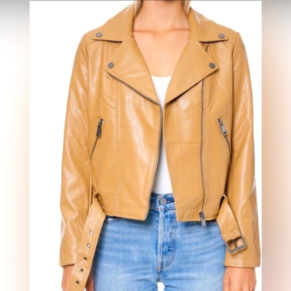 Elodie Camel Leather Jacket - Picture 3 of 7